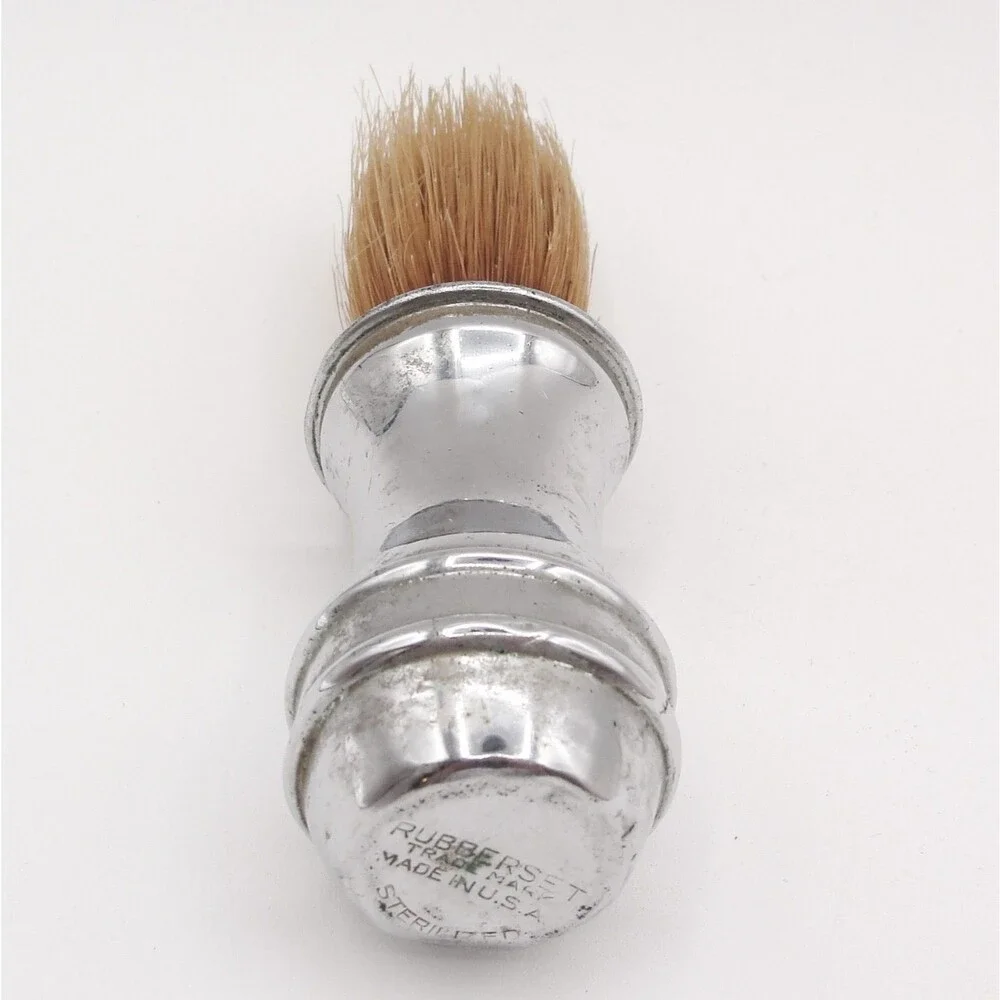 Vintage Rubberset Sterilized Metal Shaving Brush Antique Barber USA Grooming 4